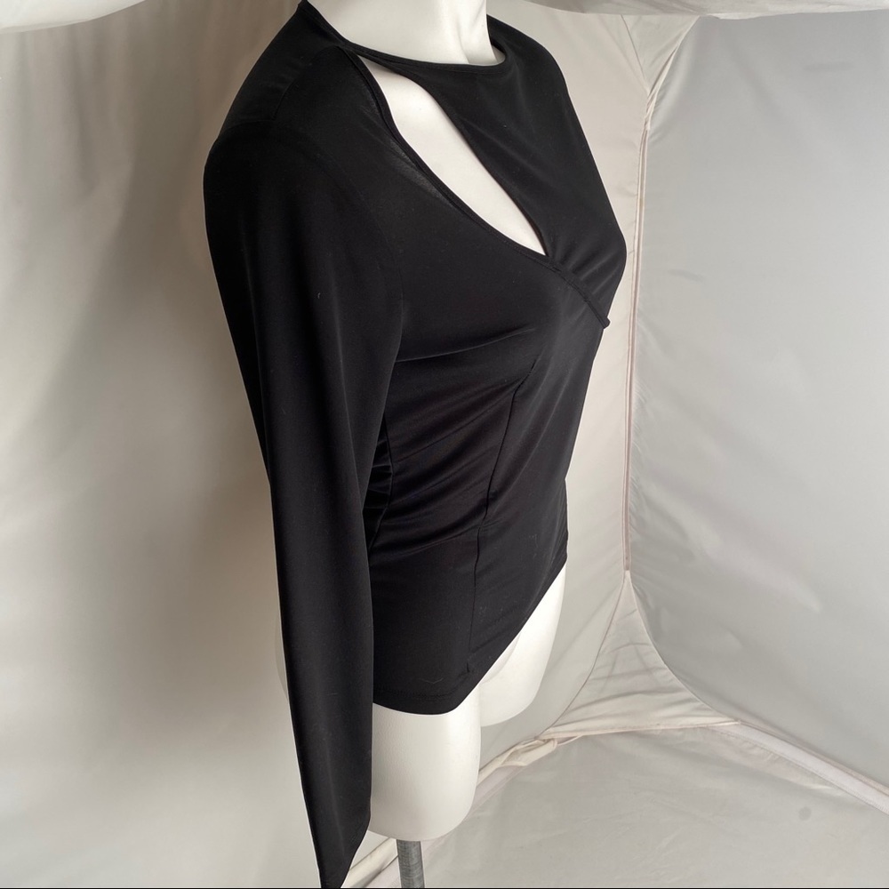 Karen Robertson black stretch fitted cut-out top M - Picture 2 of 12